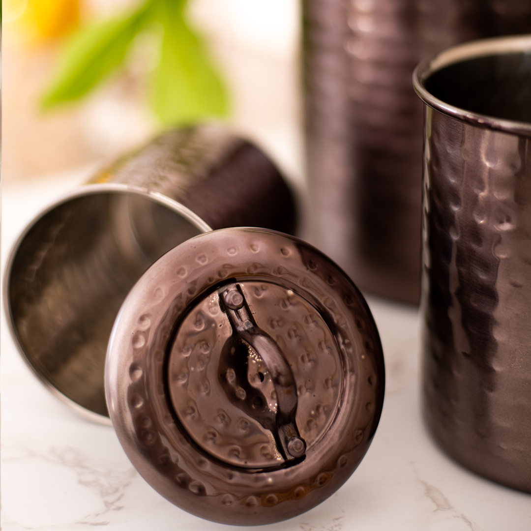 Hammered Black Nickel Canisters